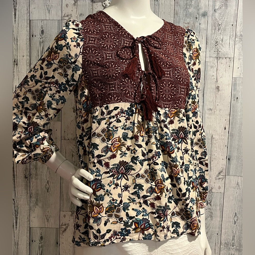 Boho print top.